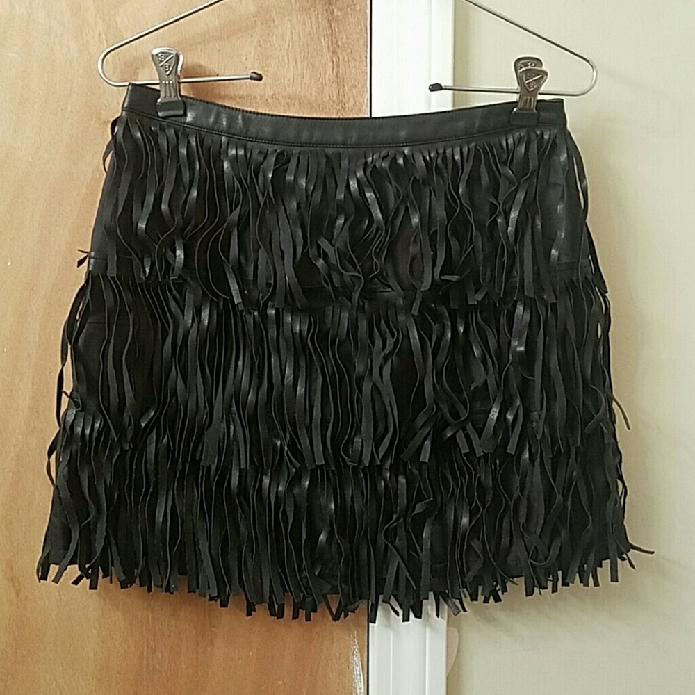 Forever 21 faux leather fringe skirt